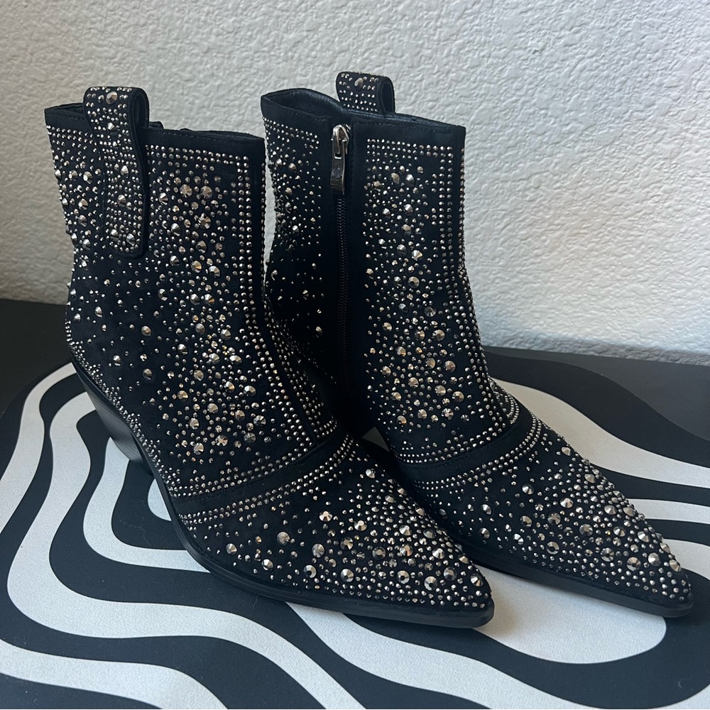 Bedazzled Black Ankle Boots